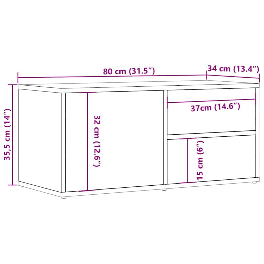 televizoriaus spintelė Old Wood 80x34x35,5 cm Engineered Wood