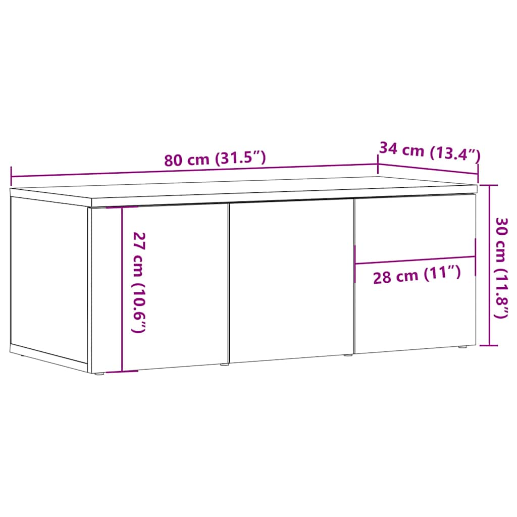 televizoriaus spintelė Old Wood 80x34x30 cm Engineered Wood