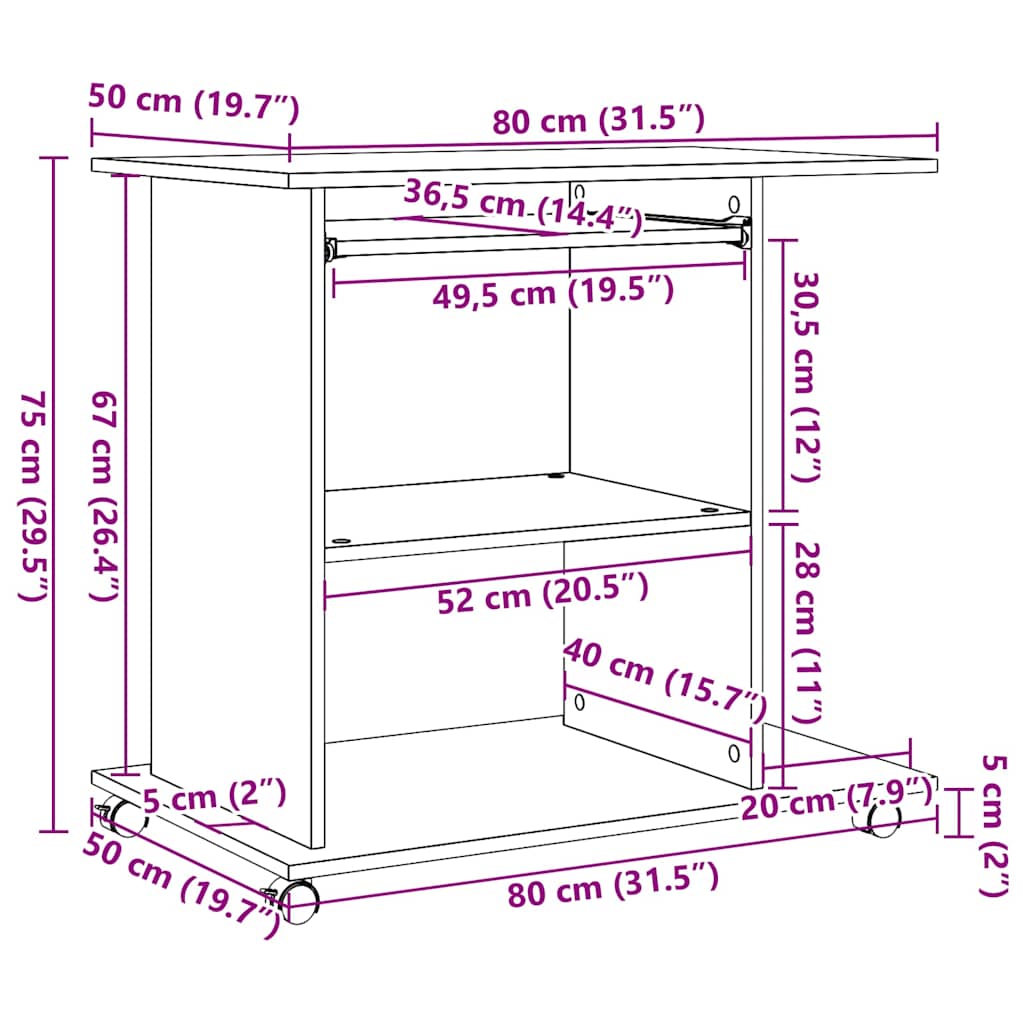 Kompiuterio stalas Senas medis 80x50x75 cm Engineered Wood