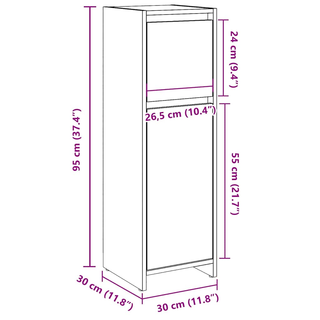 Vonios spintelė Old Wood 30x30x95 cm Engineered Wood
