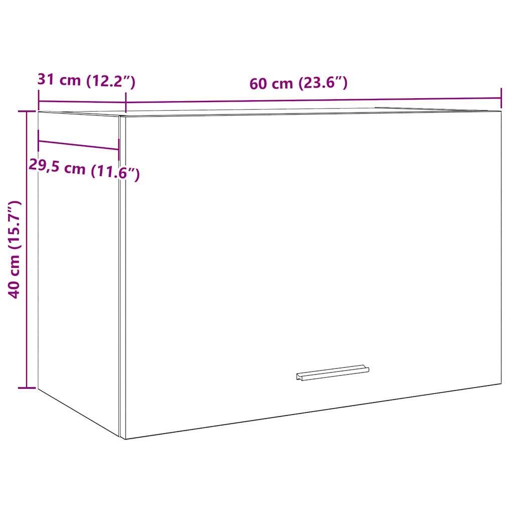 Wall cabinet, "Lyon", concrete grey, 60x31x40cm