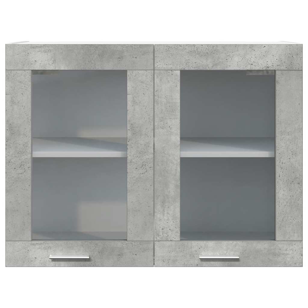 Wall-mounted glass cabinet, "Lyon", concrete grey, 80x31x60cm