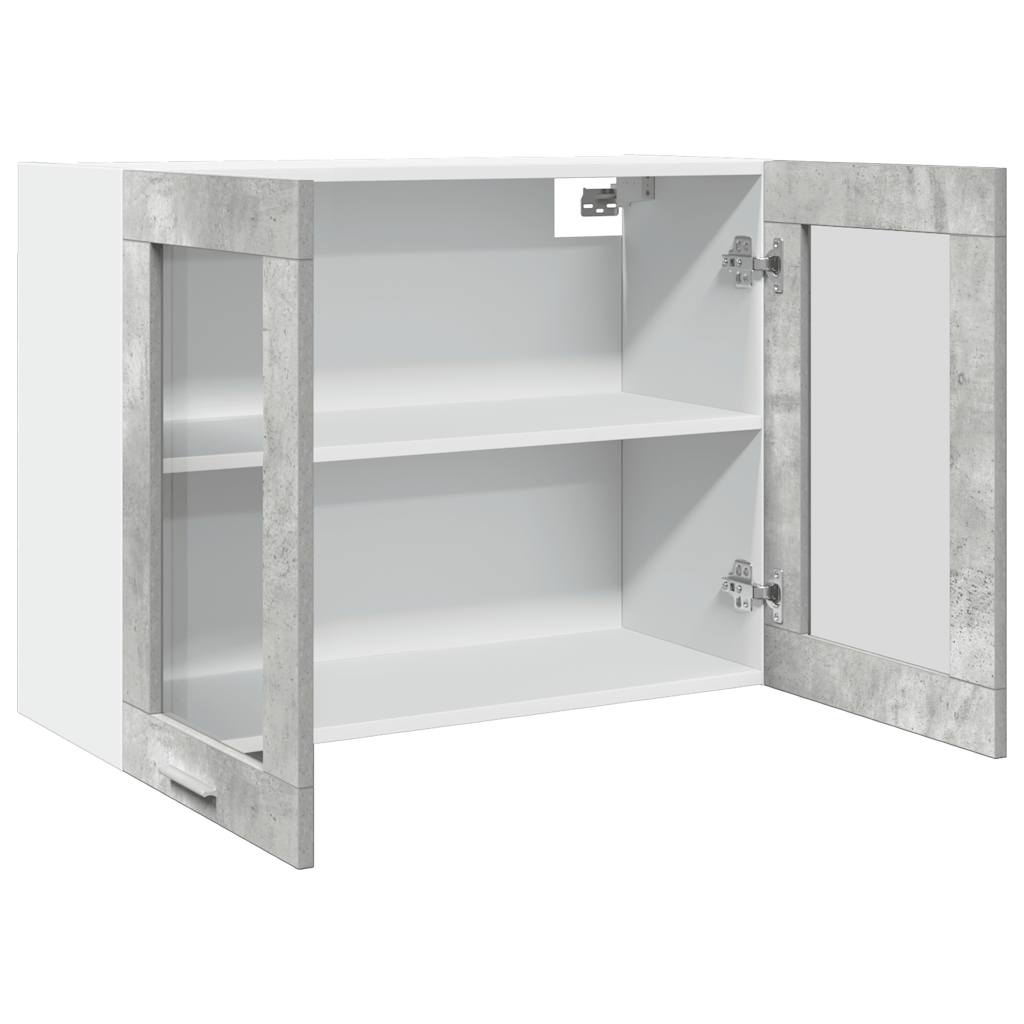 Wall-mounted glass cabinet, "Lyon", concrete grey, 80x31x60cm
