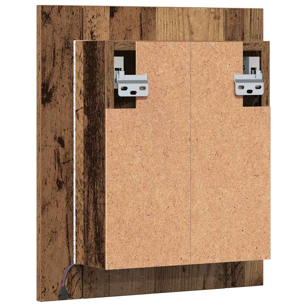 Veidrodinė LED vonios spintelė, medienos, 40x12x45cm, mediena