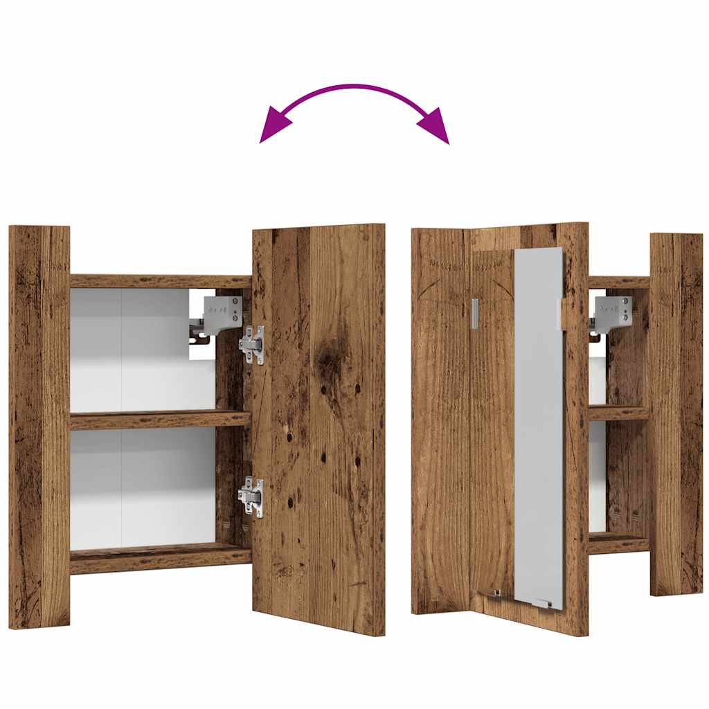 Veidrodinė LED vonios spintelė, medienos, 40x12x45cm, mediena