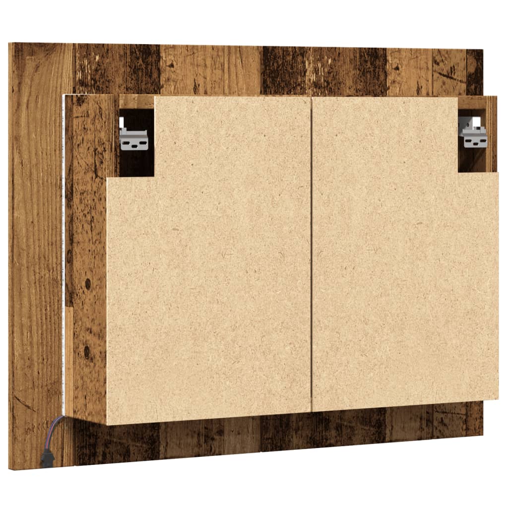 Veidrodinė LED spintelė, medienos, 60x12x45cm, apdirbta mediena