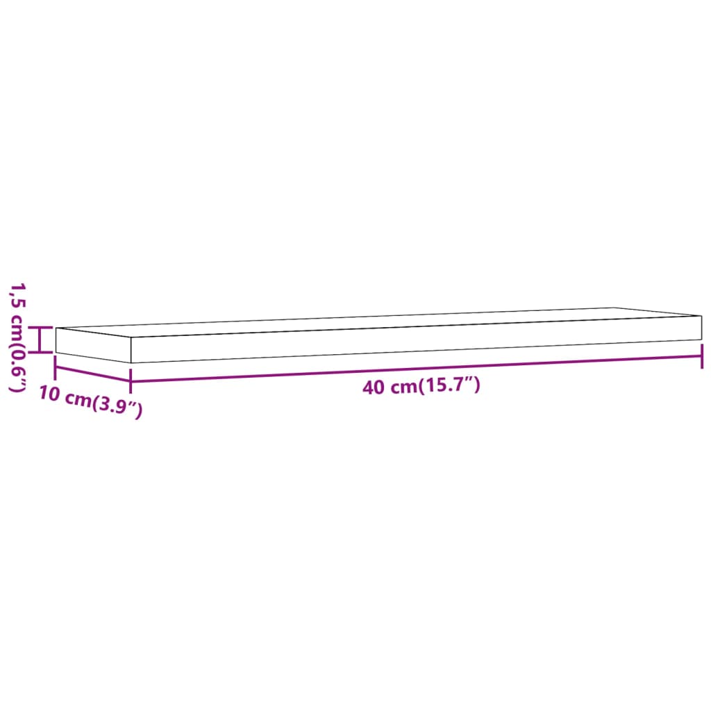 Sieninės lentynos, 4vnt., medienos, 40x10x1,5cm, mediena
