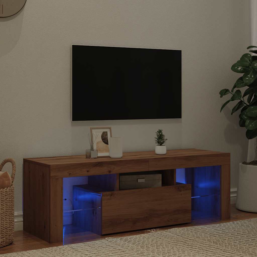 TV skapītis ar LED, artisan ozols, 120x36,5x40cm, koks