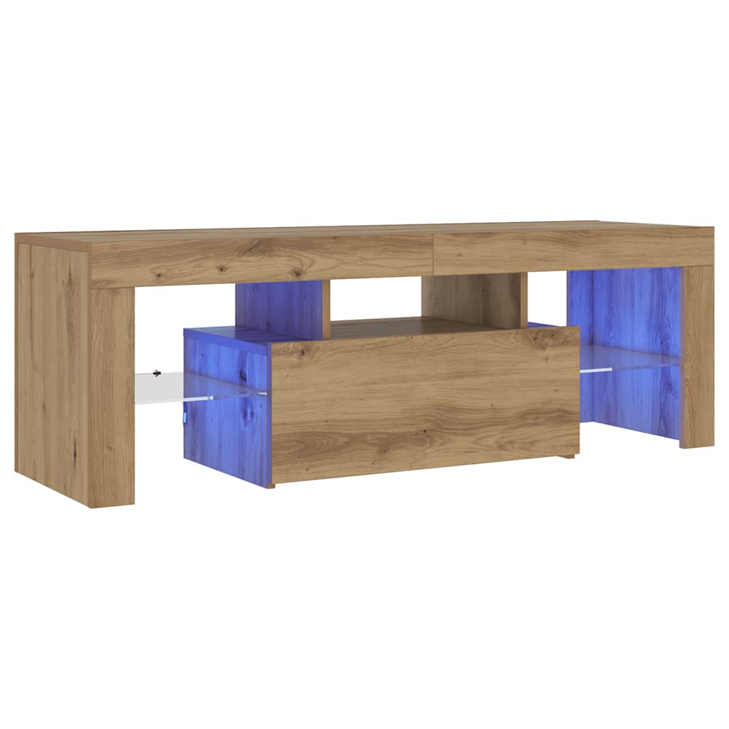 TV skapītis ar LED, artisan ozols, 120x36,5x40cm, koks