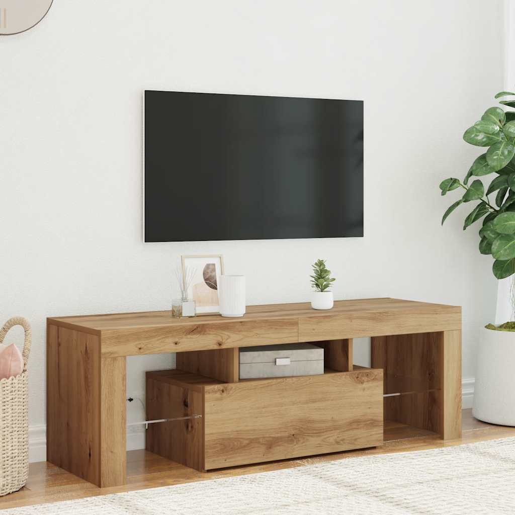 TV skapītis ar LED, artisan ozols, 120x36,5x40cm, koks