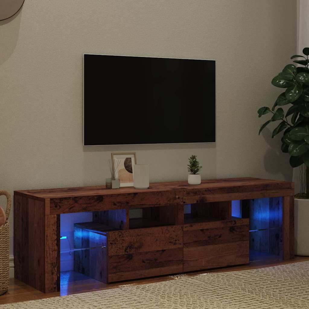 Televizoriaus spintelė su LED, medienos, 140x36,5x40cm, mediena