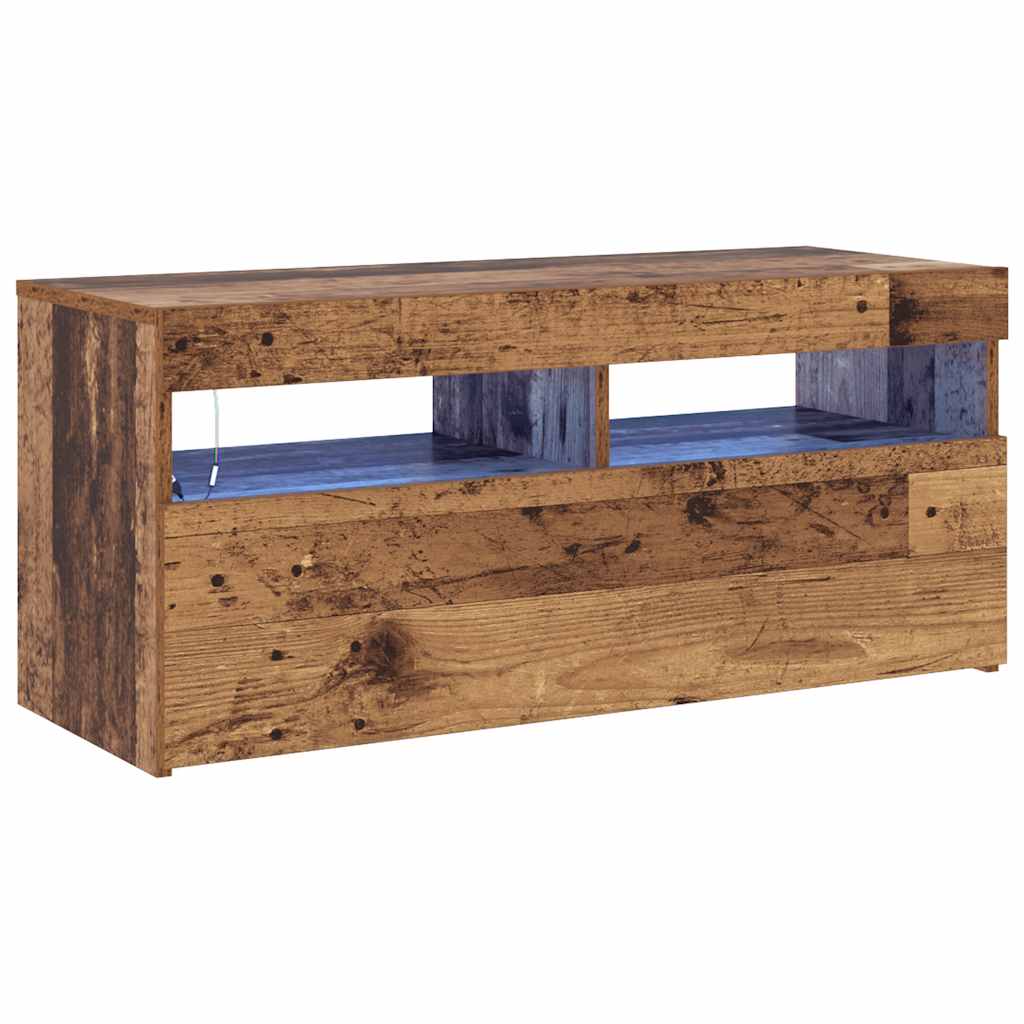 Televizoriaus spintelė su LED, medienos, 90x35x40cm, mediena