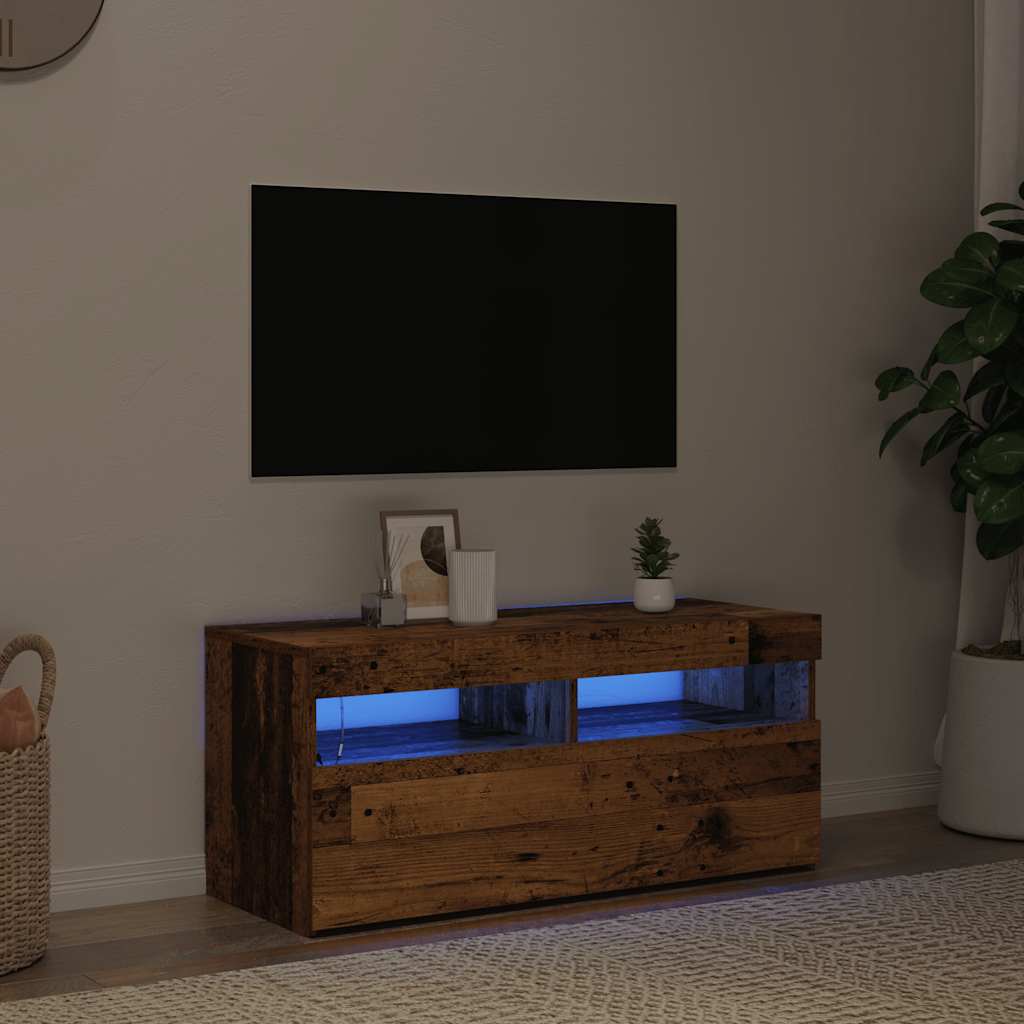 Televizoriaus spintelė su LED, medienos, 90x35x40cm, mediena