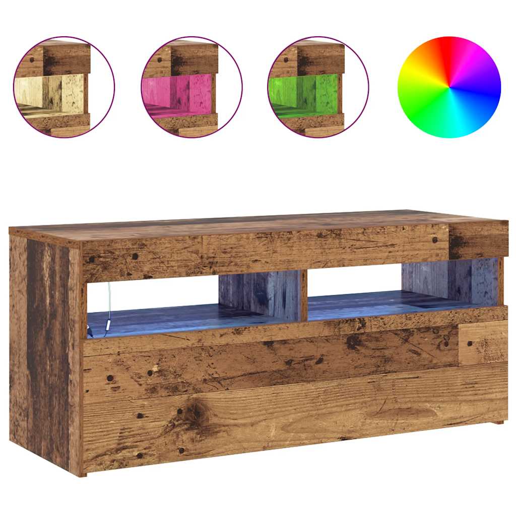 Televizoriaus spintelė su LED, medienos, 90x35x40cm, mediena