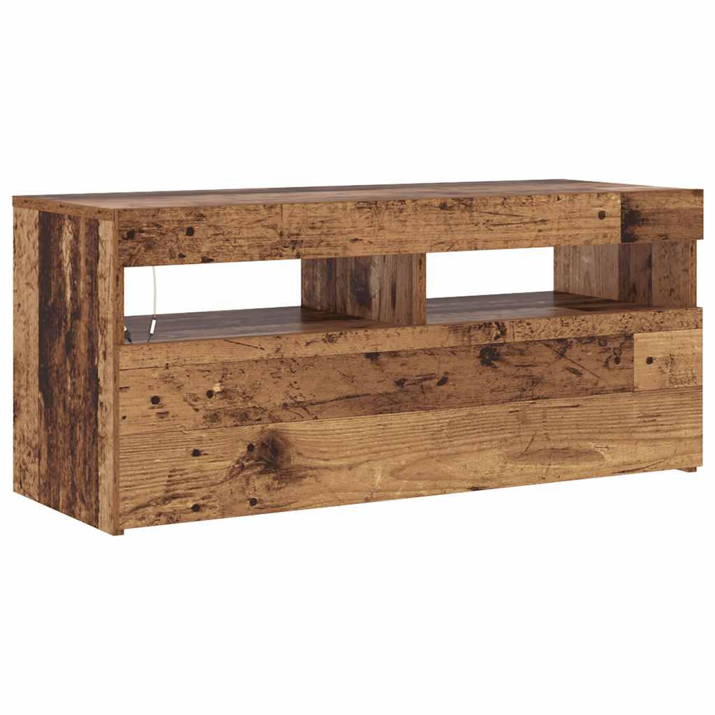 Televizoriaus spintelė su LED, medienos, 90x35x40cm, mediena