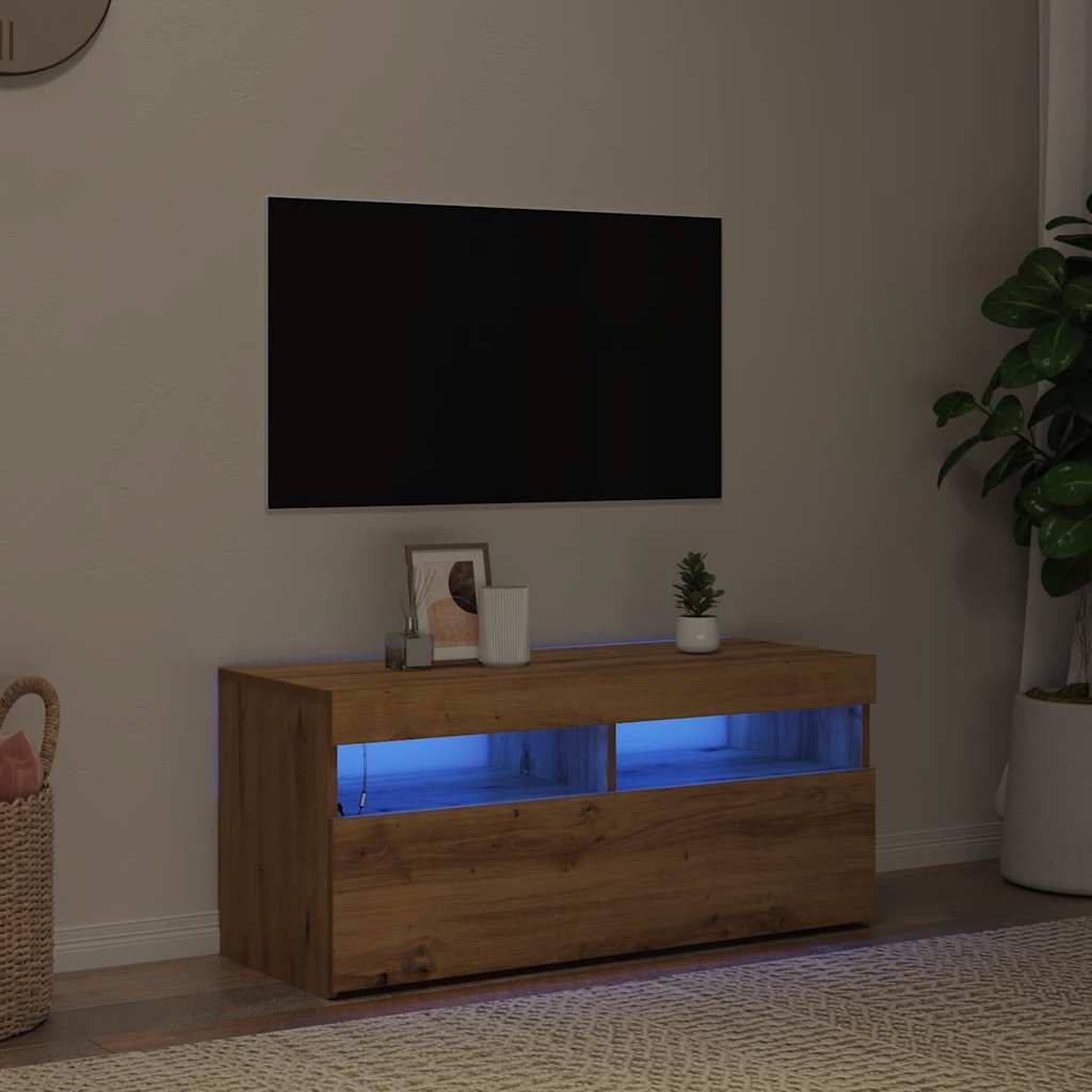 Televizoriaus spintelė su LED, artisano, 90x35x40cm, mediena
