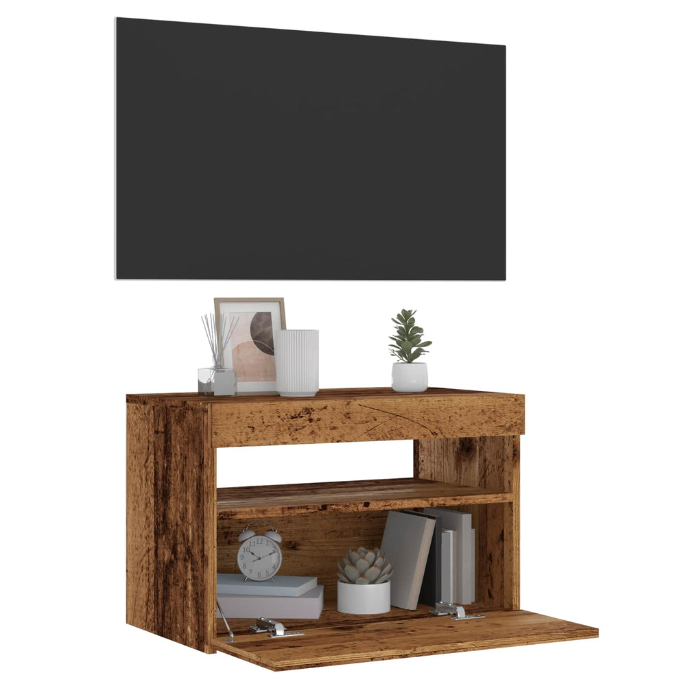Televizoriaus spintelė su LED, medienos, 60x35x40cm, mediena