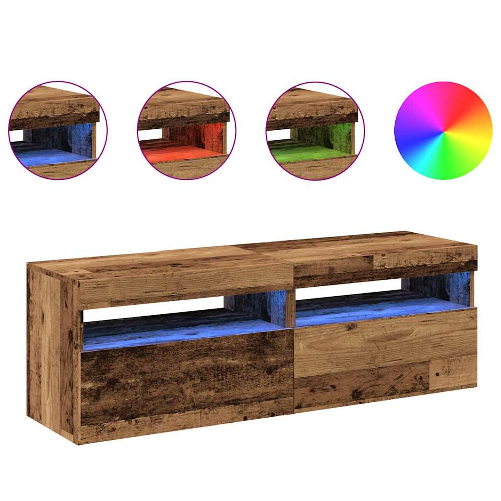 Televizoriaus spintelės su LED, 2vnt., medienos, mediena