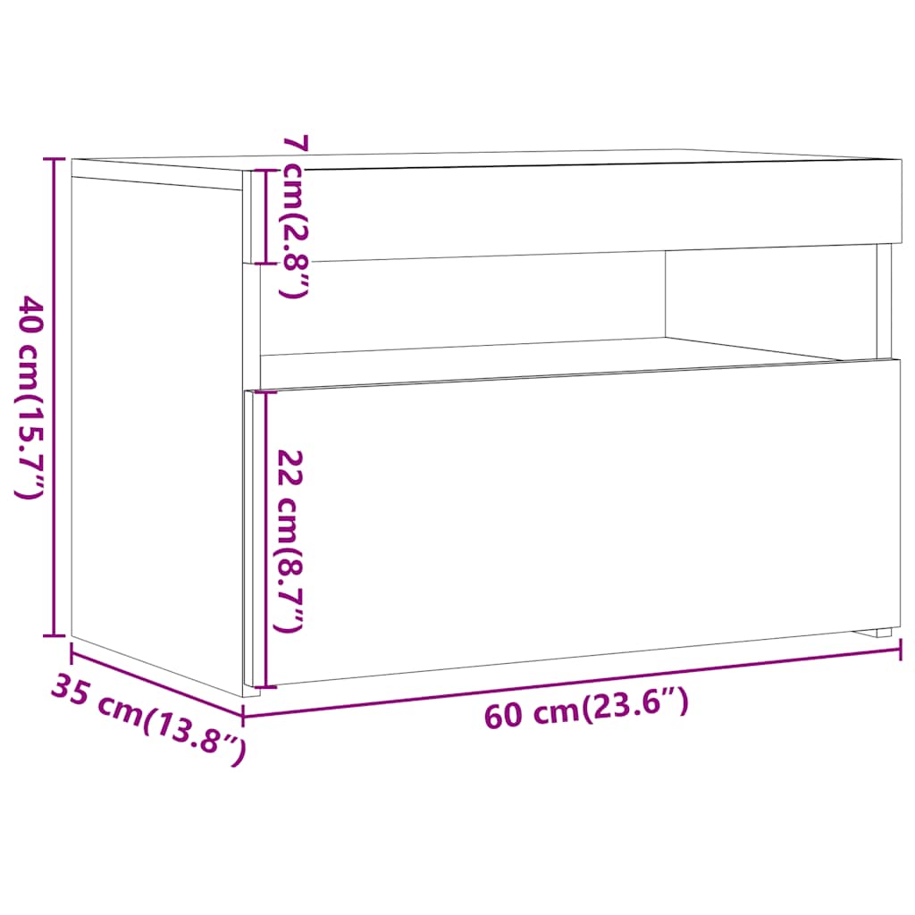 Televizoriaus spintelė su LED, artisano, 60x35x40cm, mediena