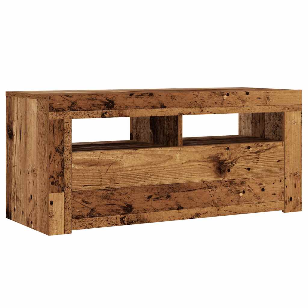 TV skapītis ar LED, koka, 90x35x40cm, ozola krāsā