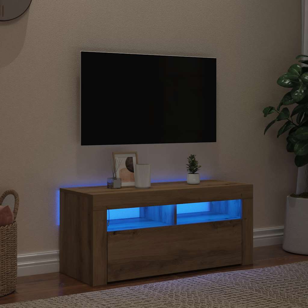 TV skapītis ar LED, artisan, 90x35x40cm, koks