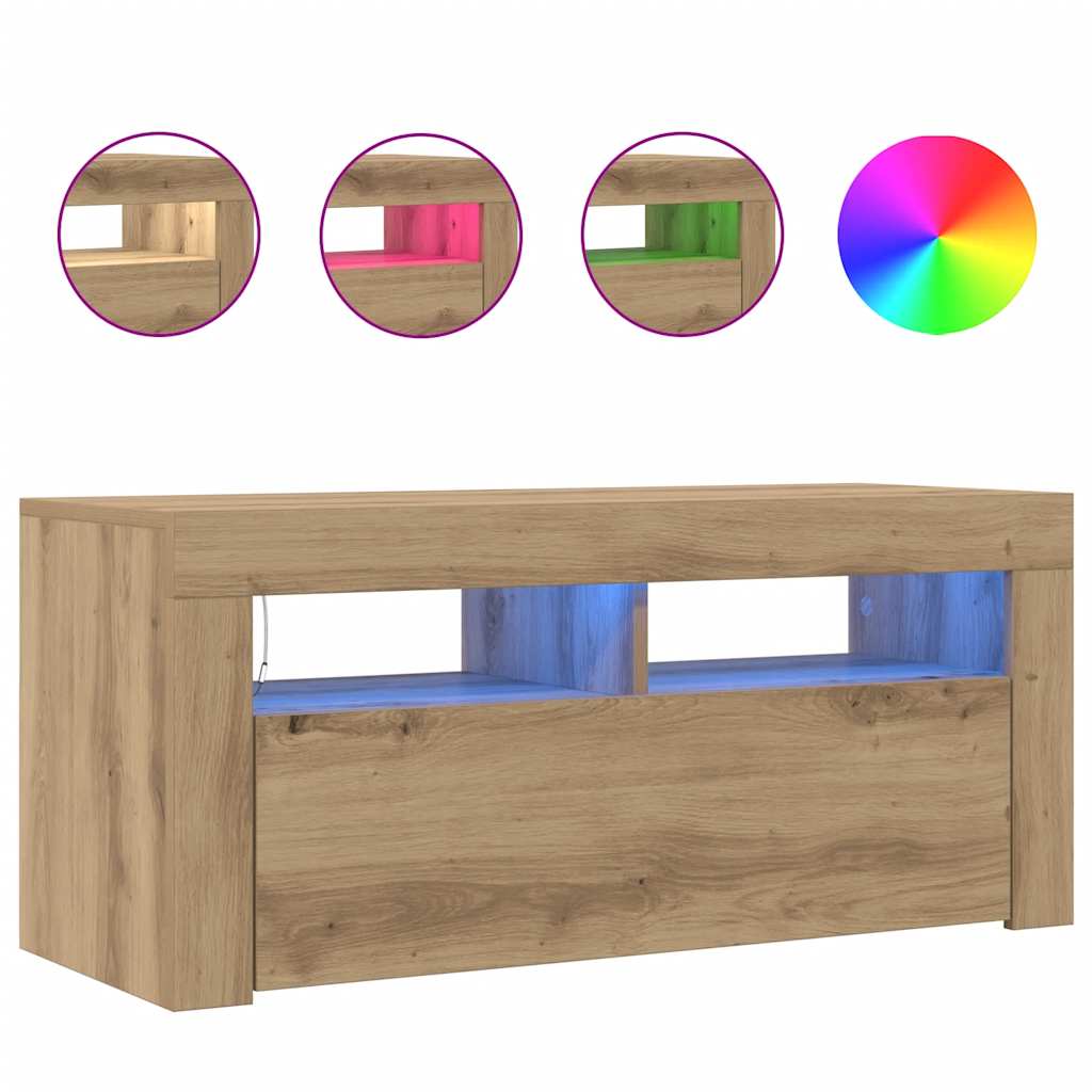 TV skapītis ar LED, artisan, 90x35x40cm, koks