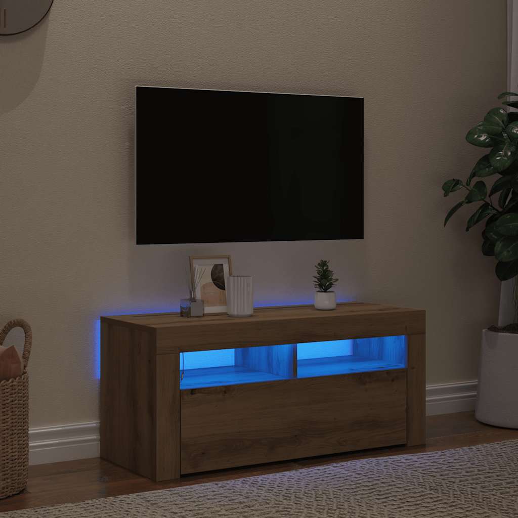 TV skapītis ar LED, artisan, 90x35x40cm, koks