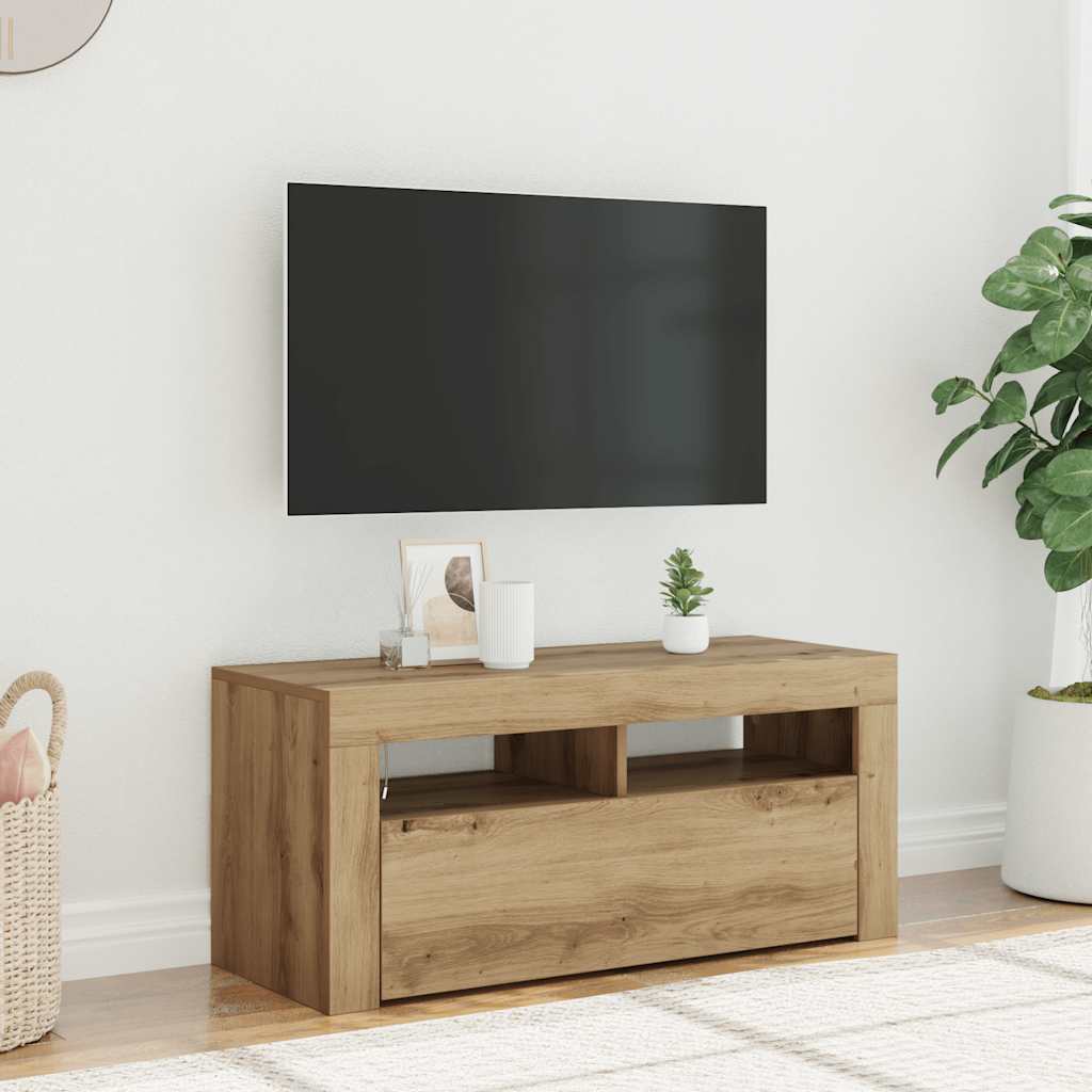 TV skapītis ar LED, artisan, 90x35x40cm, koks