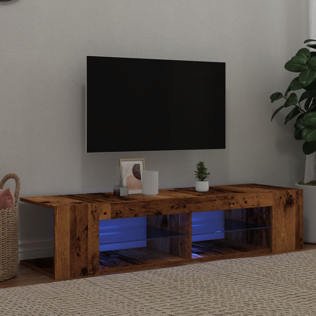 TV skapītis ar LED apgaismojumu, koka, 135x39x30 cm, koks