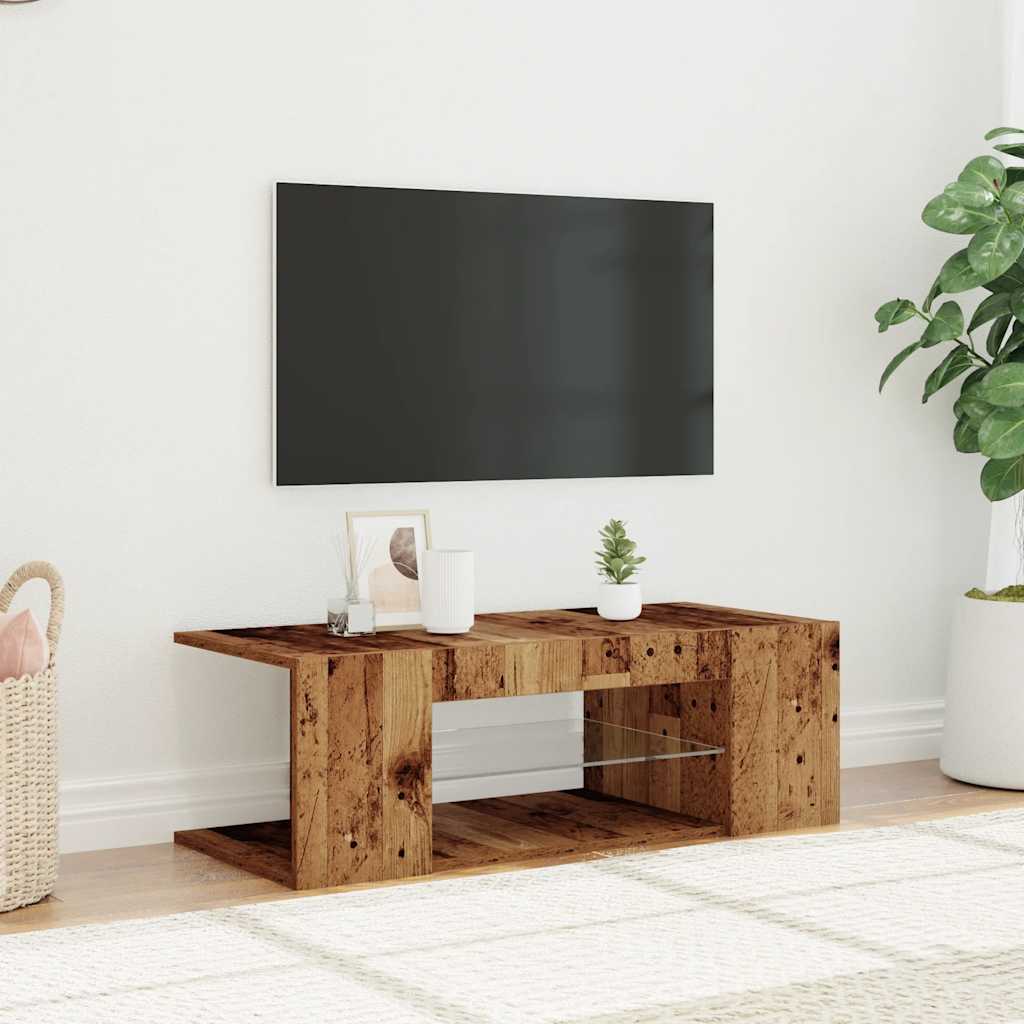 televizoriaus spintelė su LED lemputėmis Old Wood