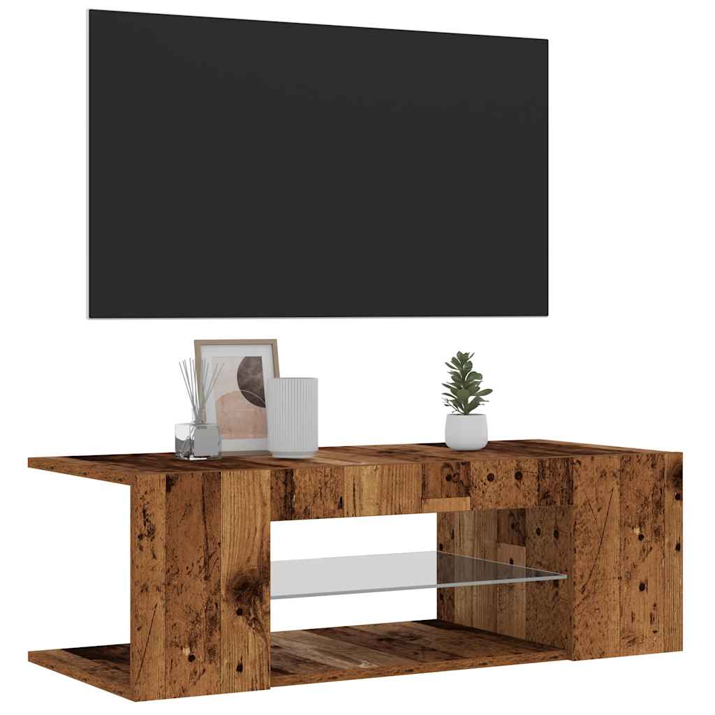 televizoriaus spintelė su LED lemputėmis Old Wood