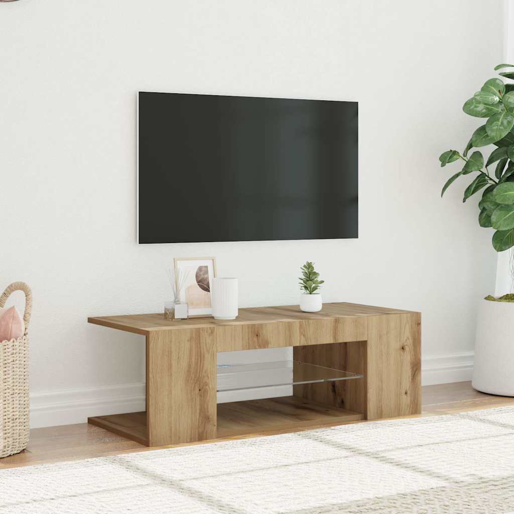 televizoriaus spintelė su LED lemputėmis Artisan ąžuolas