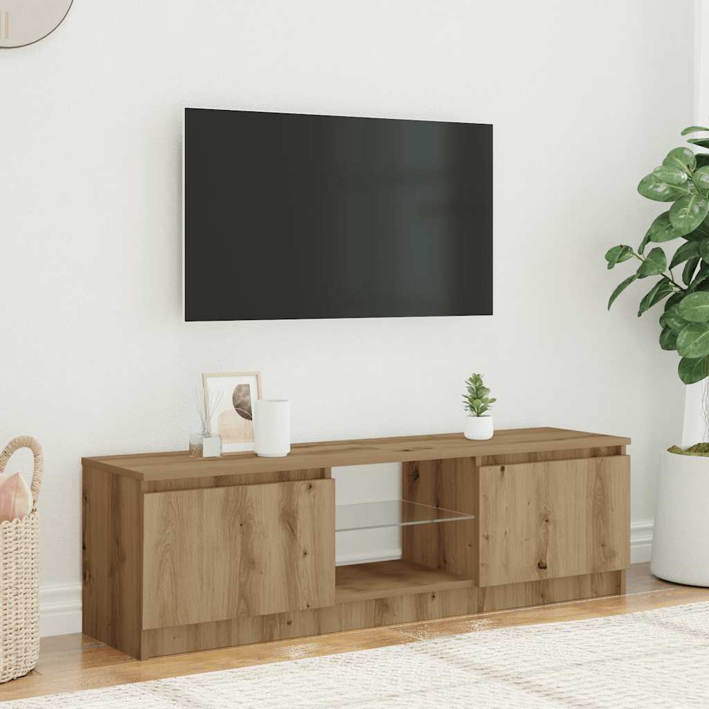 TV cabinet with LED lights Artisan oak