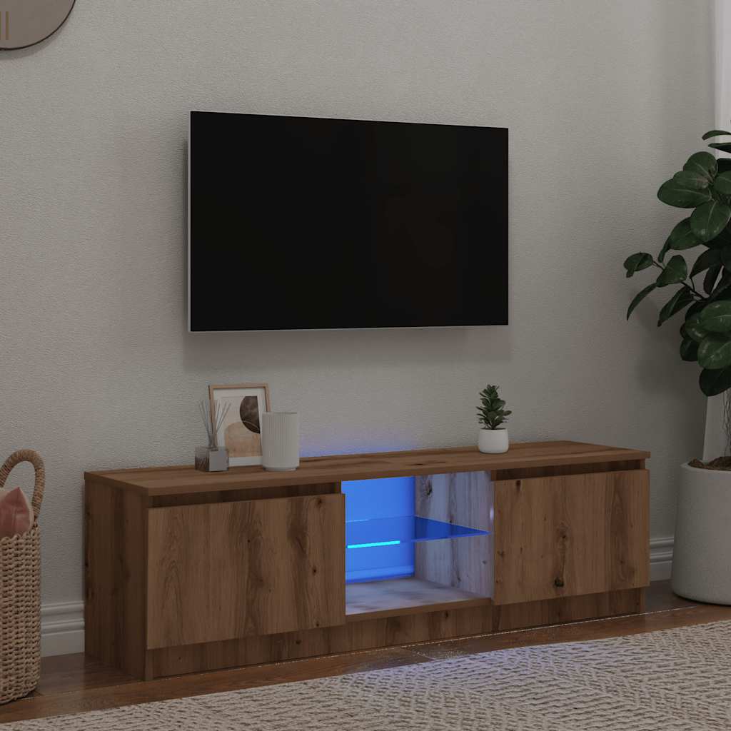 TV cabinet with LED lights Artisan oak