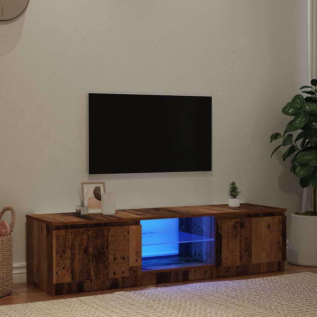 televizora skapis ar LED gaismām Vecs koks