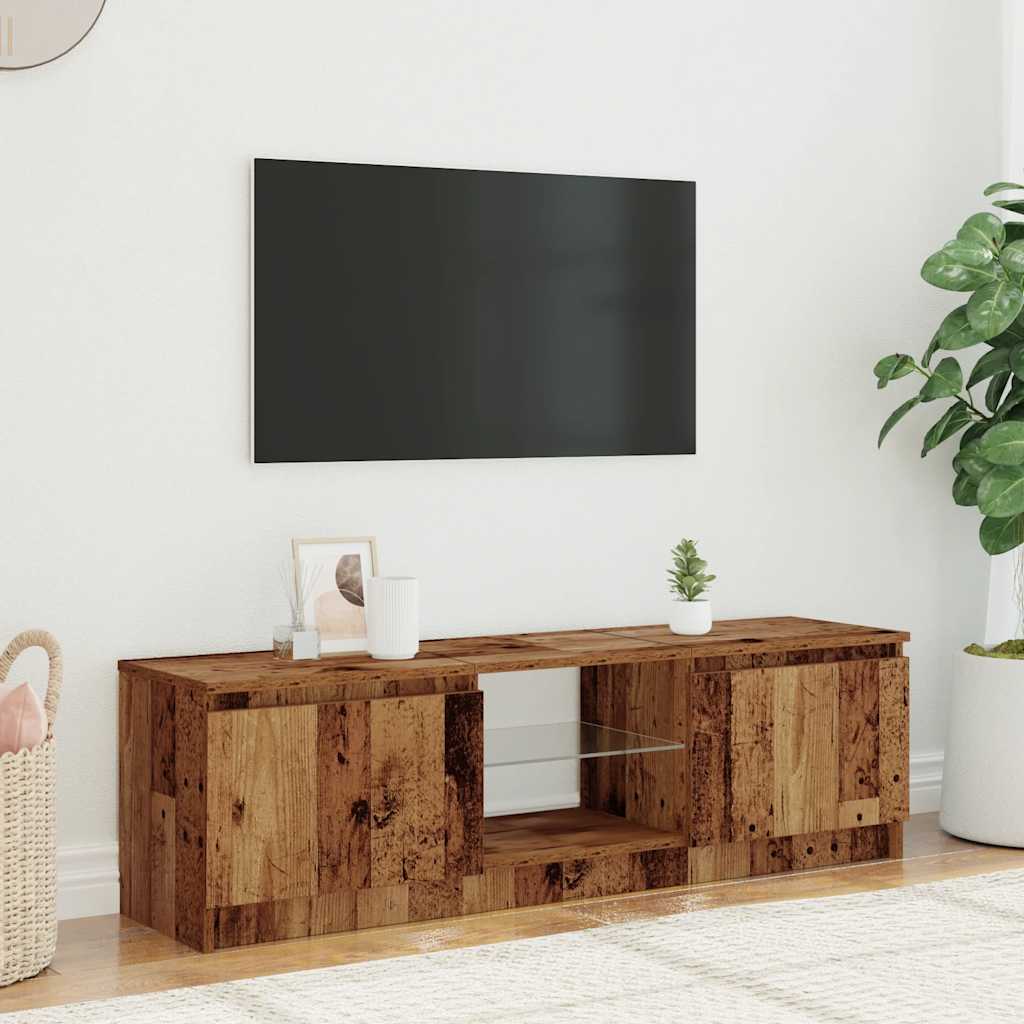 televizora skapis ar LED gaismām Vecs koks