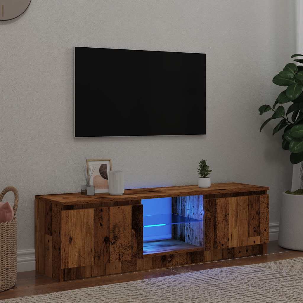 televizora skapis ar LED gaismām Vecs koks