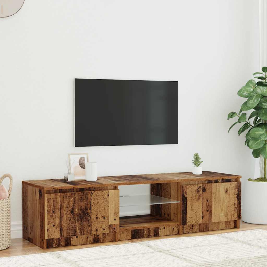 televizora skapis ar LED gaismām Vecs koks