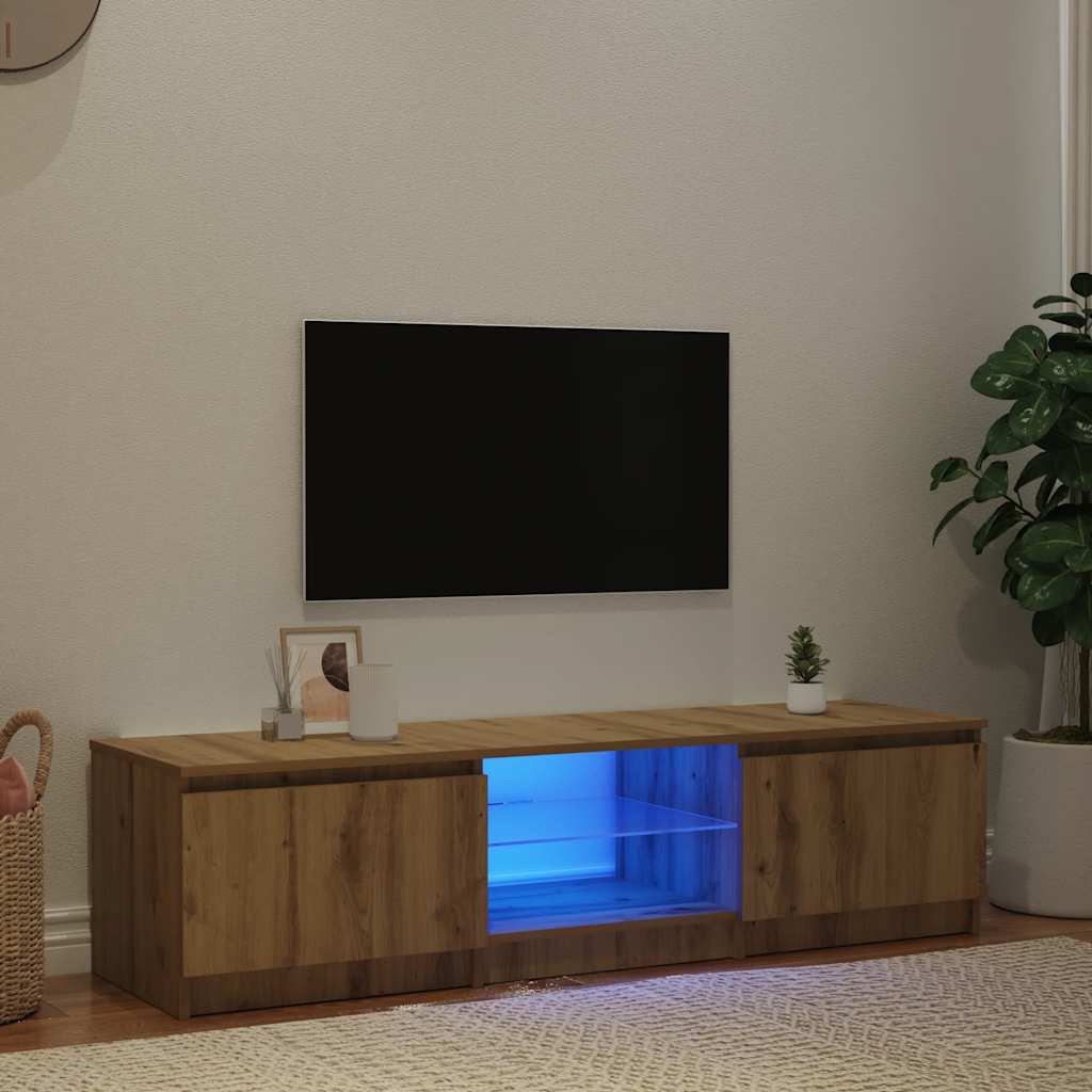 televizora skapītis ar LED apgaismojumu, krāsa ozola Artisan