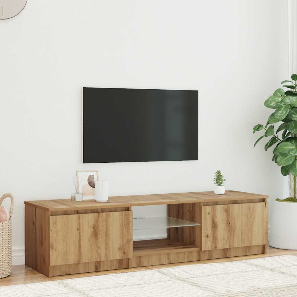 televizora skapītis ar LED apgaismojumu, krāsa ozola Artisan