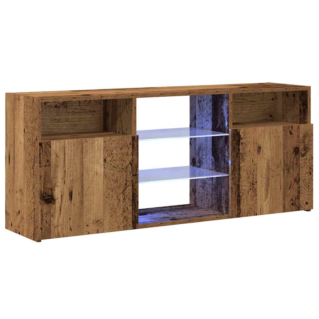 TV cabinet with LED lights, old wood
