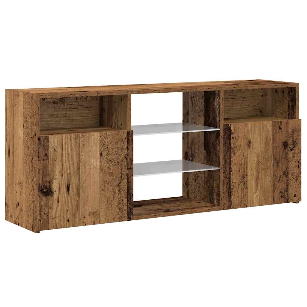 TV cabinet with LED lights, old wood