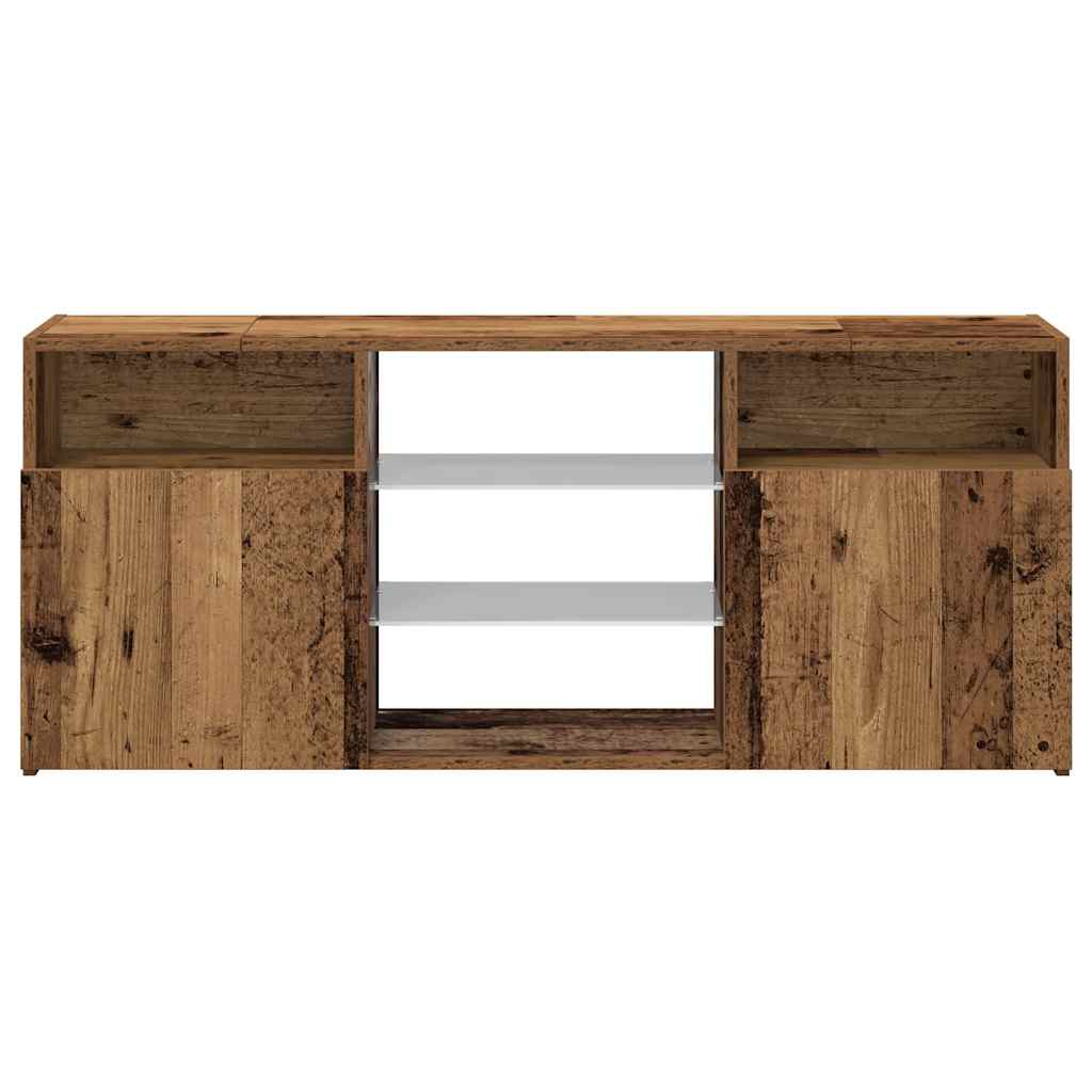 TV cabinet with LED lights, old wood