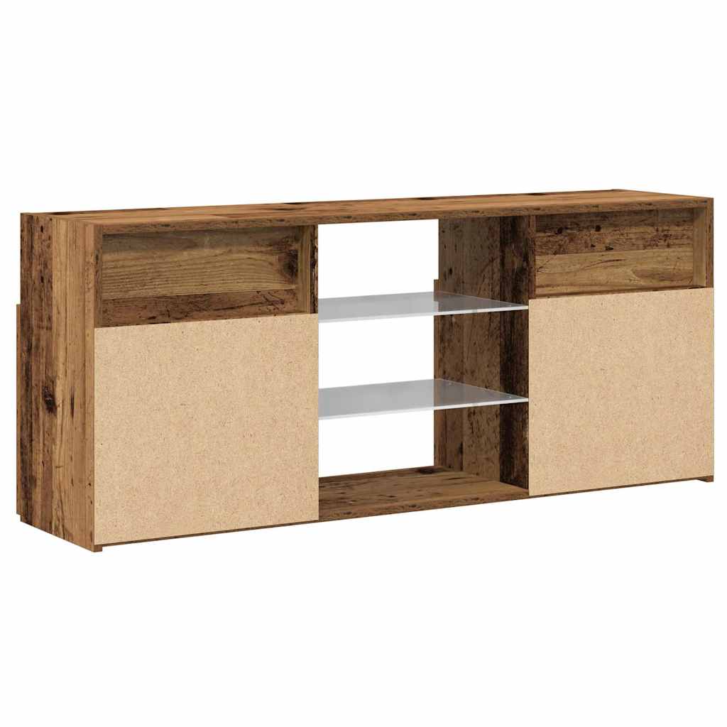 TV cabinet with LED lights, old wood