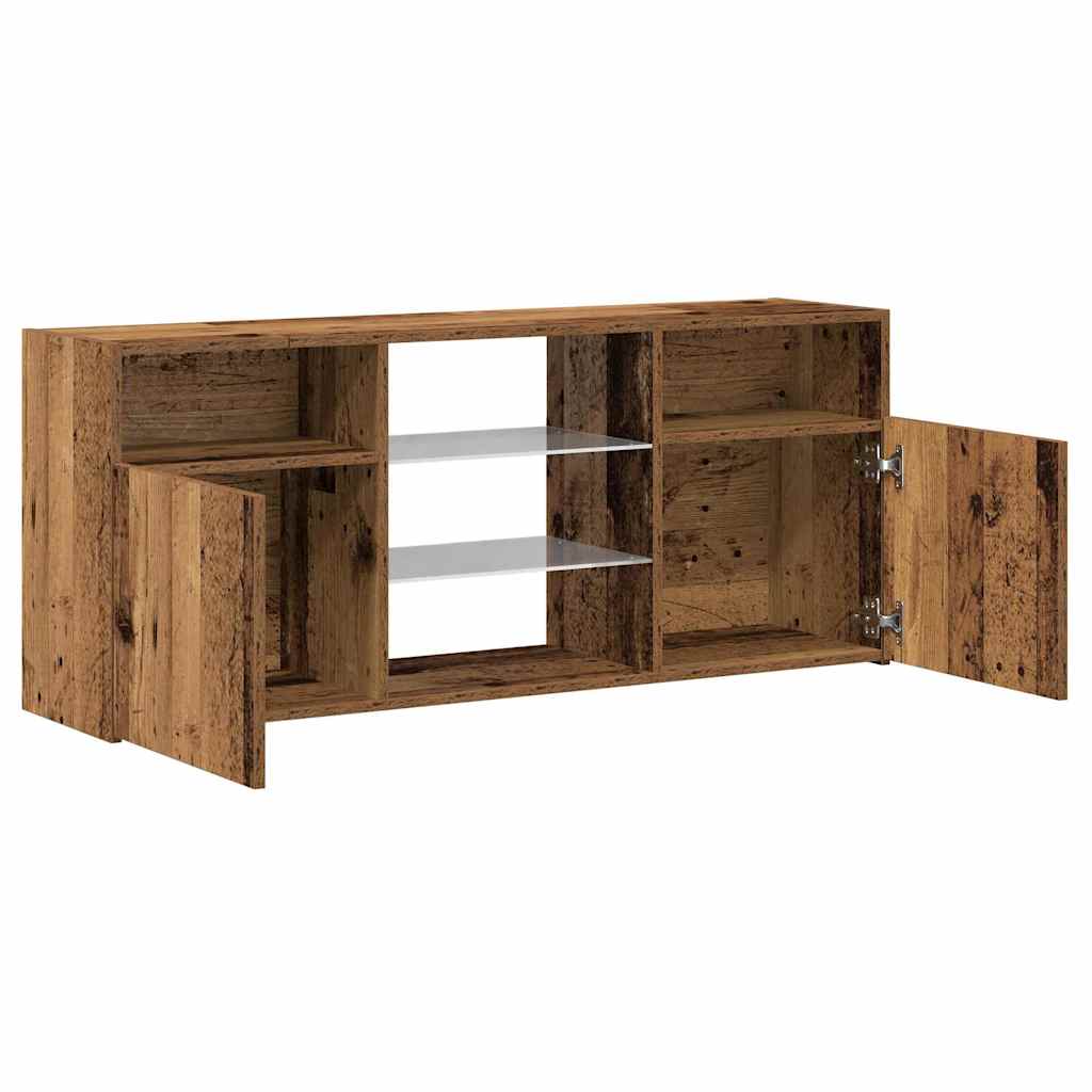 TV cabinet with LED lights, old wood