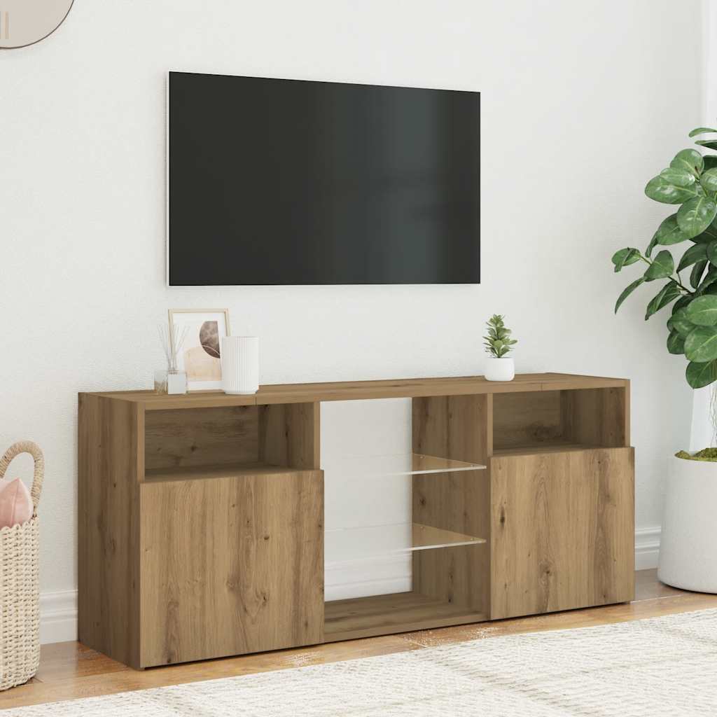 televizora skapītis ar LED apgaismojumu, krāsa ozola Artisan