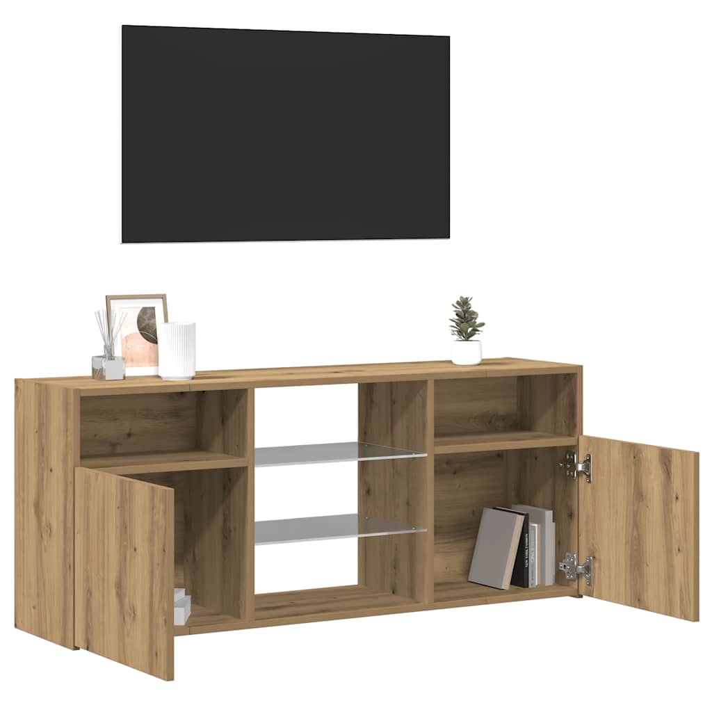 televizora skapītis ar LED apgaismojumu, krāsa ozola Artisan