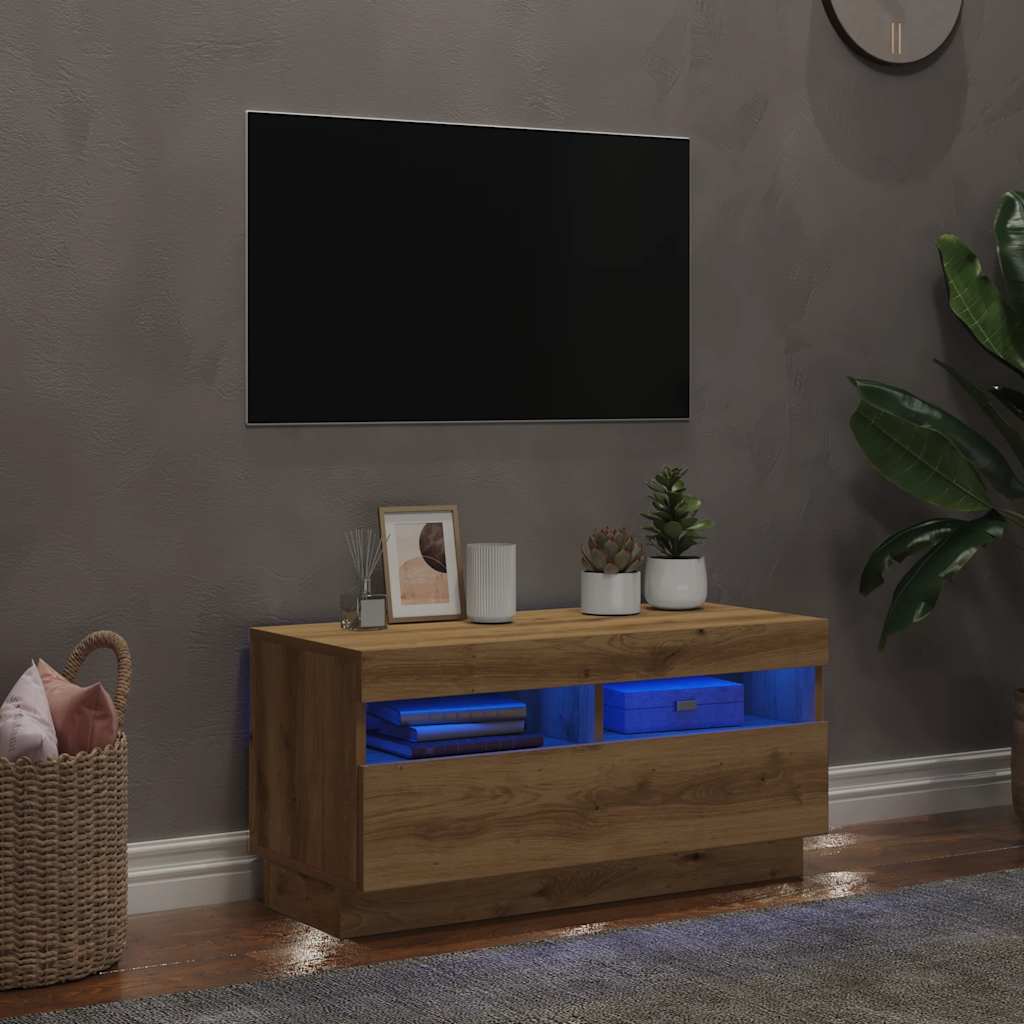 Televizoriaus spintelė su LED, artisano, 80x35x40cm, mediena