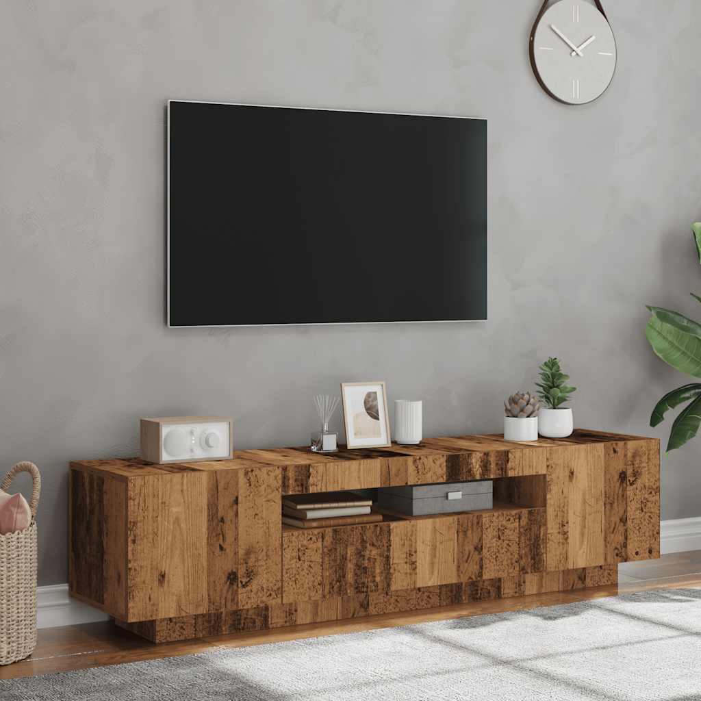 televizora skapītis ar LED apgaismojumu, sens koks