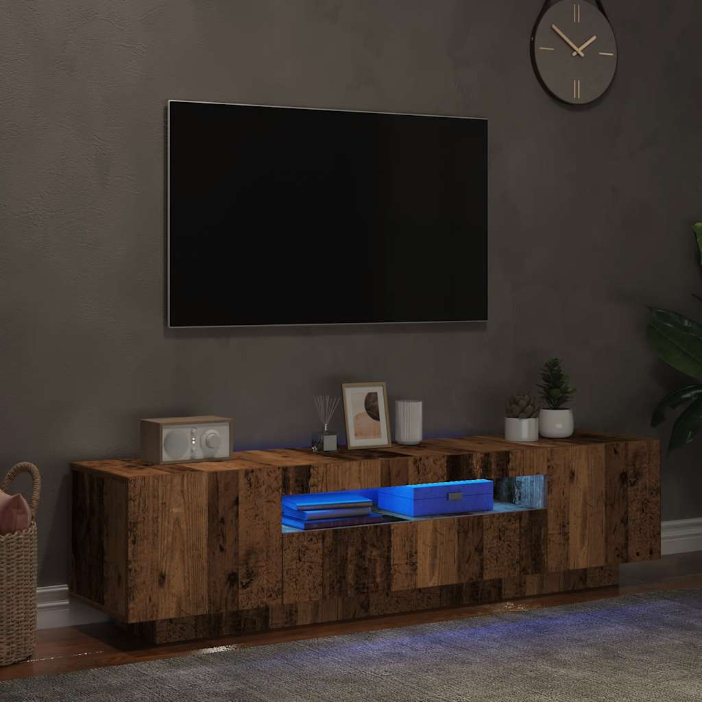 televizora skapītis ar LED apgaismojumu, sens koks